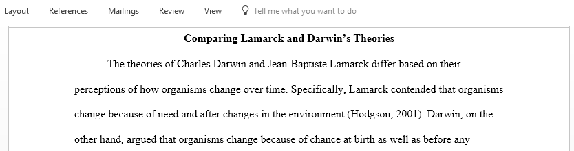 How do the evolutionary models of Jean-Baptiste Lamarck and Charles Darwin differ