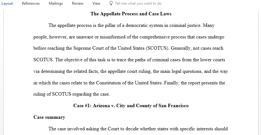 Trace the path of a criminal case from the lower court by identifying the facts of the case the ruling at the appellate court level the key legal questions and how they relate to the Constitution