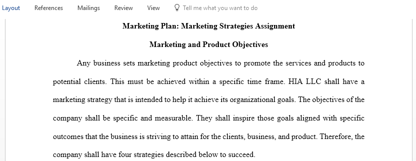 Marketing Strategies Assignment