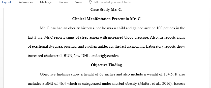 Describe the clinical manifestations present in Mr C