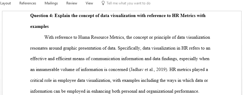 Explain the concept of data visualization with reference to HR Metrics with examples
