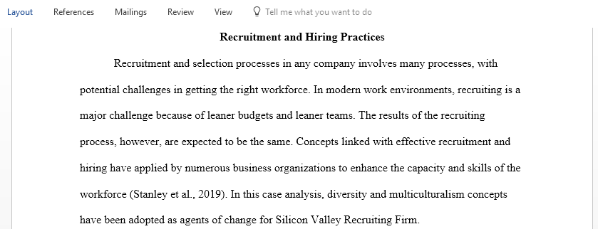 Case Study Analysis for Recruitment and Hiring Practices