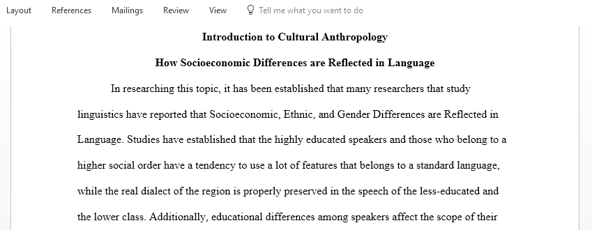 Analyze how socioeconomic ethnic and gender differences are reflected in language