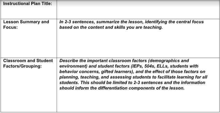 Benchmark Unit and Lesson Planning