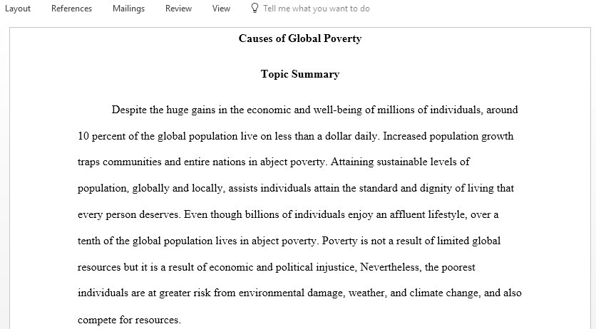 Causes of Global Poverty