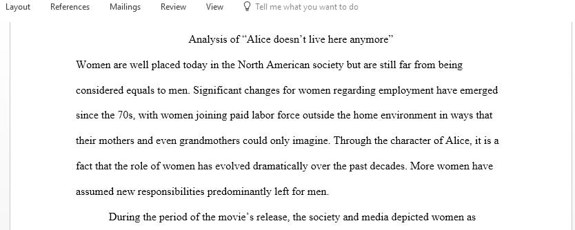 Analysis of the film Alice does not live here anymore film