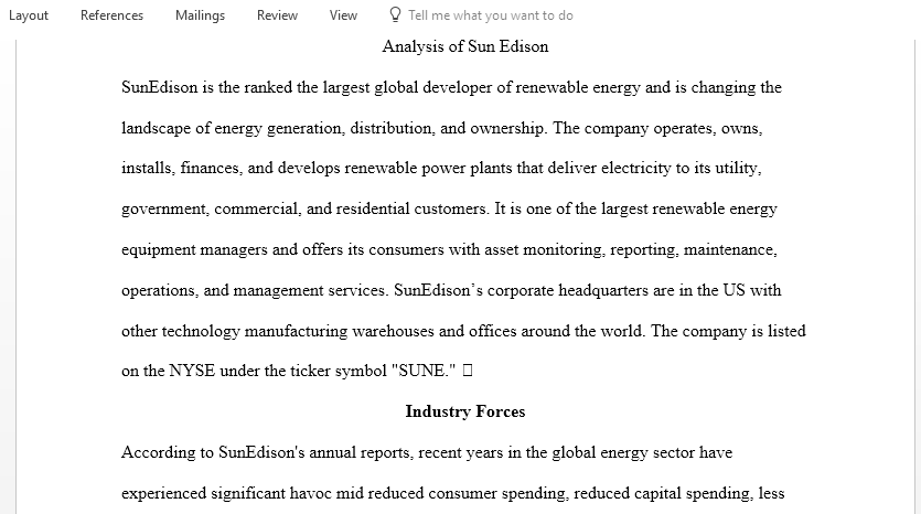 Analysis of Sun Edison