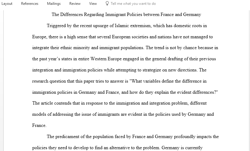 The differences in terms of Immigrant Policies between France and Germany