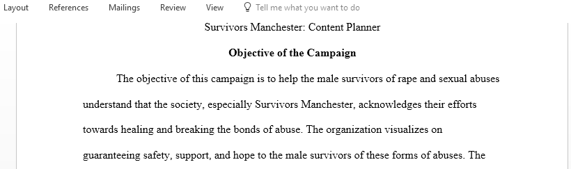 Written report for a PR Campaign based on a case study Manchester Survivors
