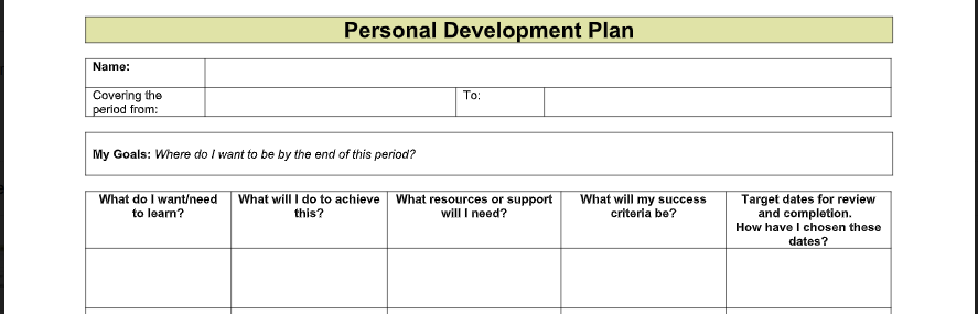 Personal Development Needs Analysis