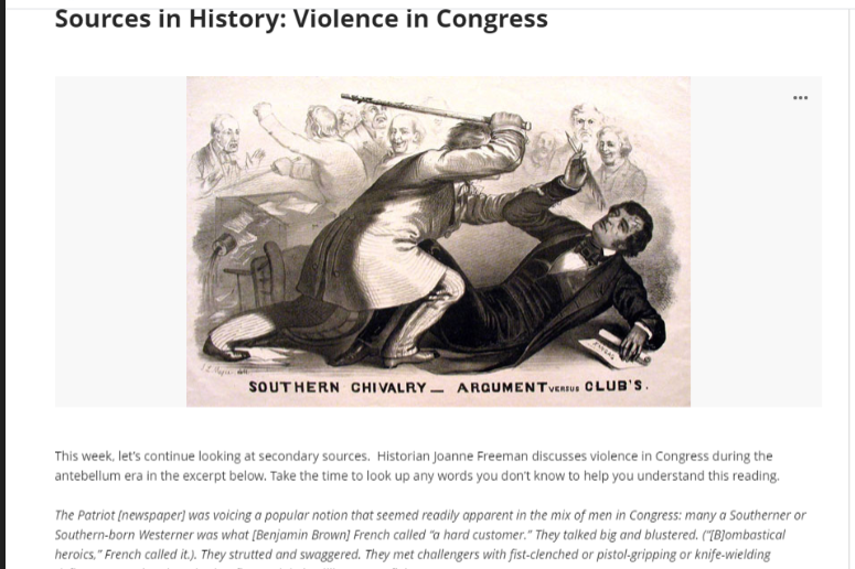 Sources in History Violence in Congress