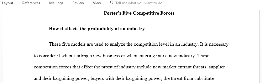 Discuss how the five competitive forces in Porters five forces model affect the profitability of the industry