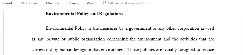 Environmental Policy and Regulation