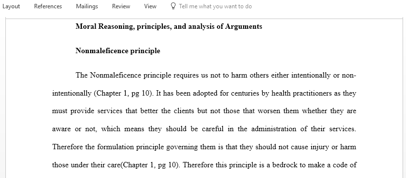 Moral Reasoning and Principles and Analysis of Arguments