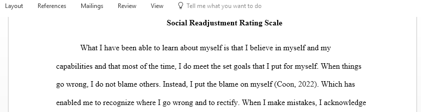 Social Readjustment Rating Scale