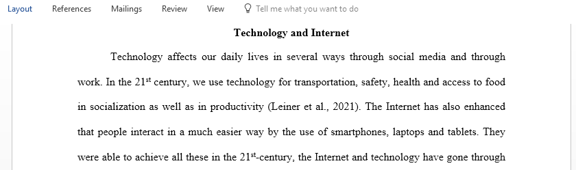 Talk about your thoughts after reading about Technology and internet