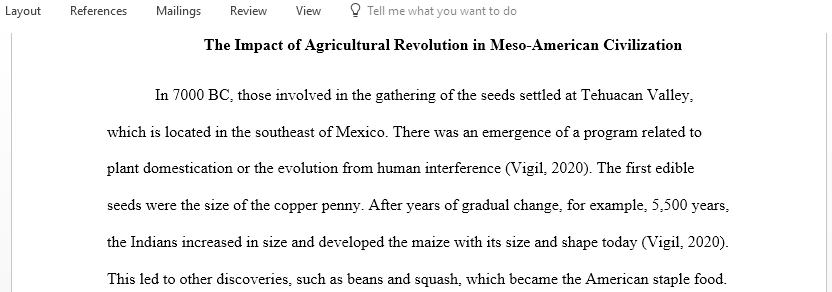 What was the impact of the Agricultural Revolution in the evolution of Meso- American Civilization