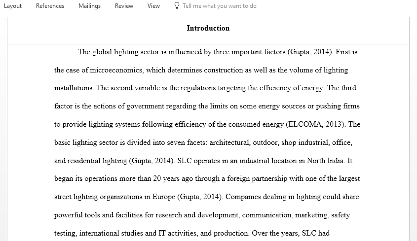 Strategic Analysis and Planning Document for Street Lighting Corporation