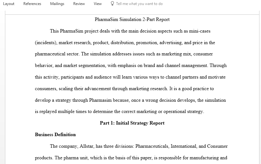 PharmaSim Simulation report