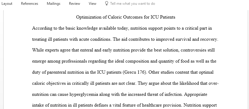 Optimization of Caloric Outcomes for ICU Patients