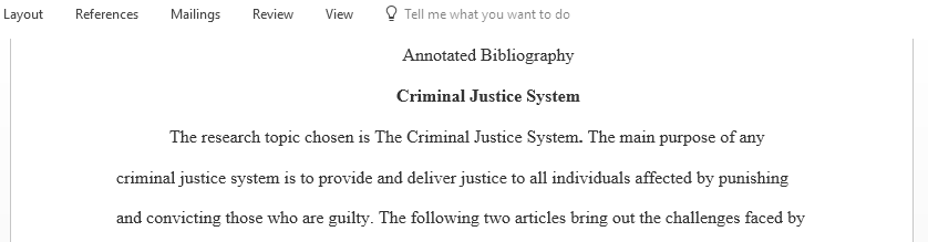 Criminal Justice System annotated bibliography 