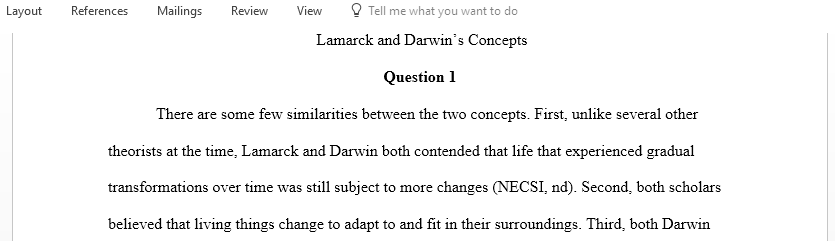 Compare and contrast Darwin theory of natural selection and Lamarck inheritance of acquired characteristics