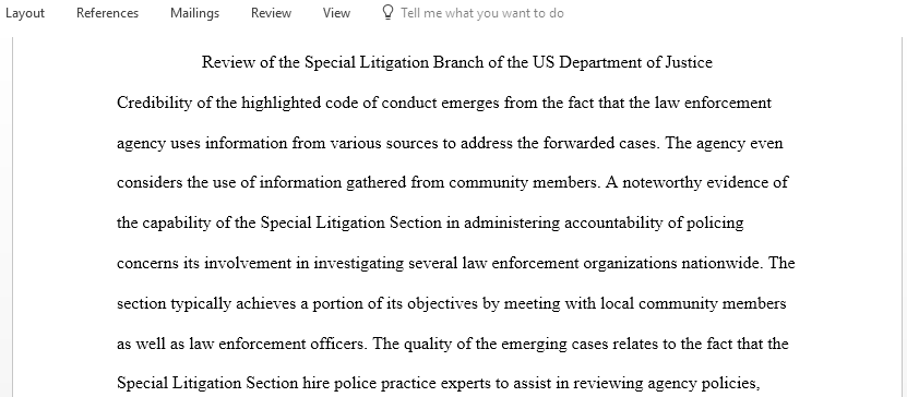 Review of the Special Litigation Branch of the US Department of Justice