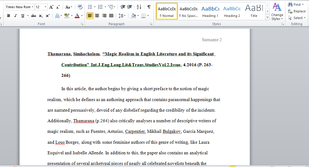 Annotated Bibliography on magical realism