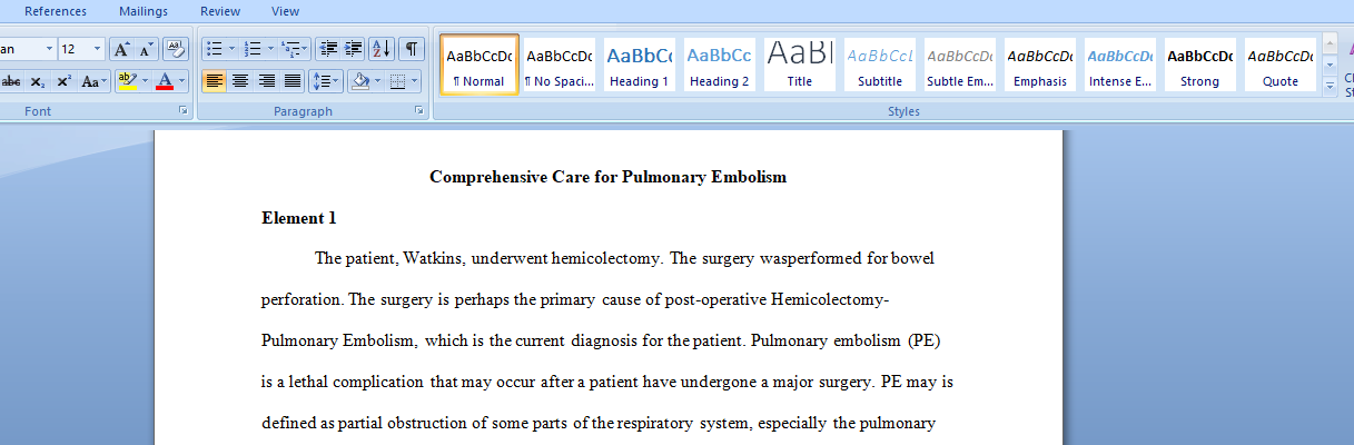 Describe Comprehensive Care for Pulmonary Embolism