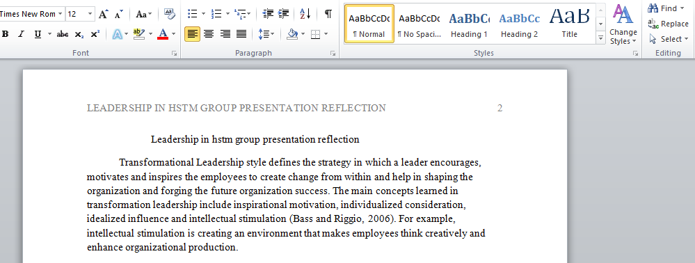 Discuss Leadership in hstm group presentation reflection