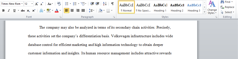 Discuss the value chain analysis for volkswagen