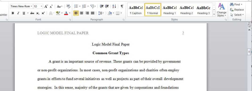 Logic Model Final Paper