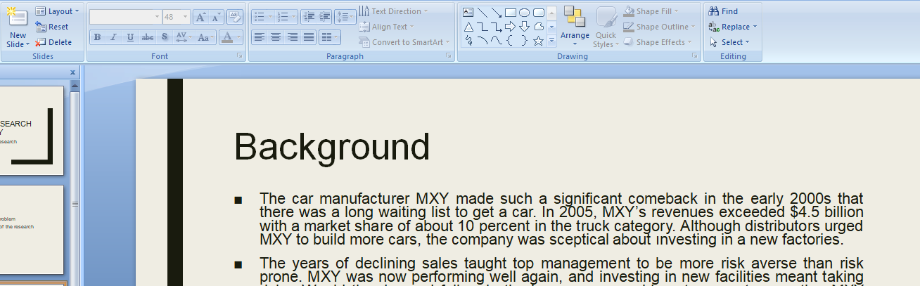 Marketing Research for MXY