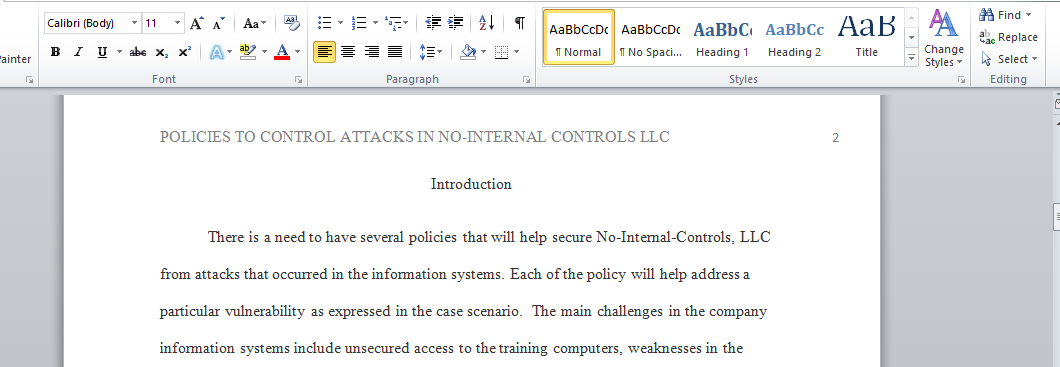 POLICIES TO CONTROL ATTACKS IN NO-INTERNAL