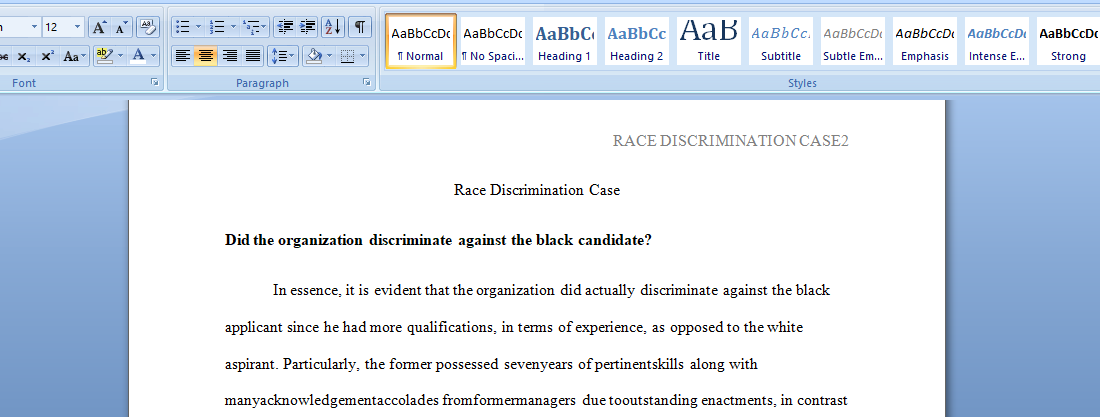 Discuss this race discrimination case
