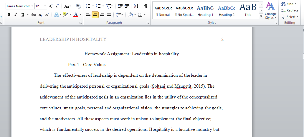 critically describe leadership hospitality