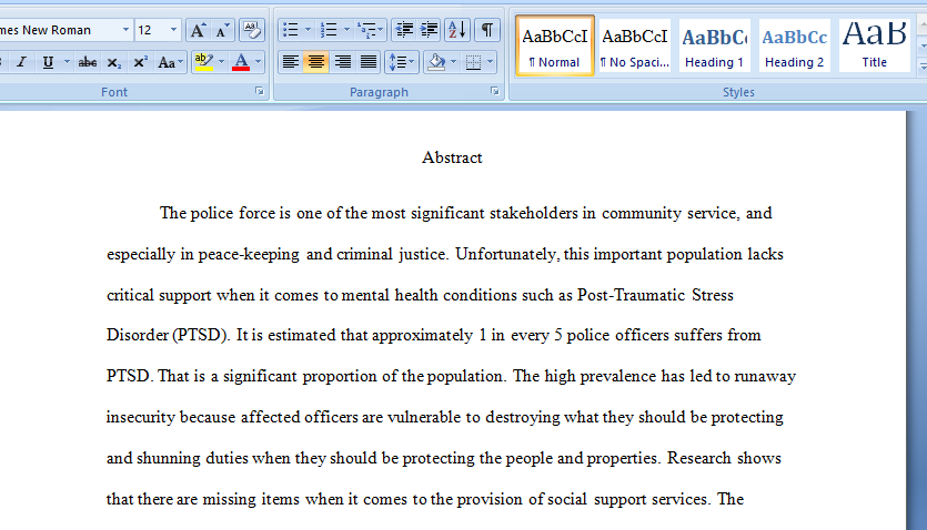 Post-Traumatic Stress Disorder on Among Police Officers