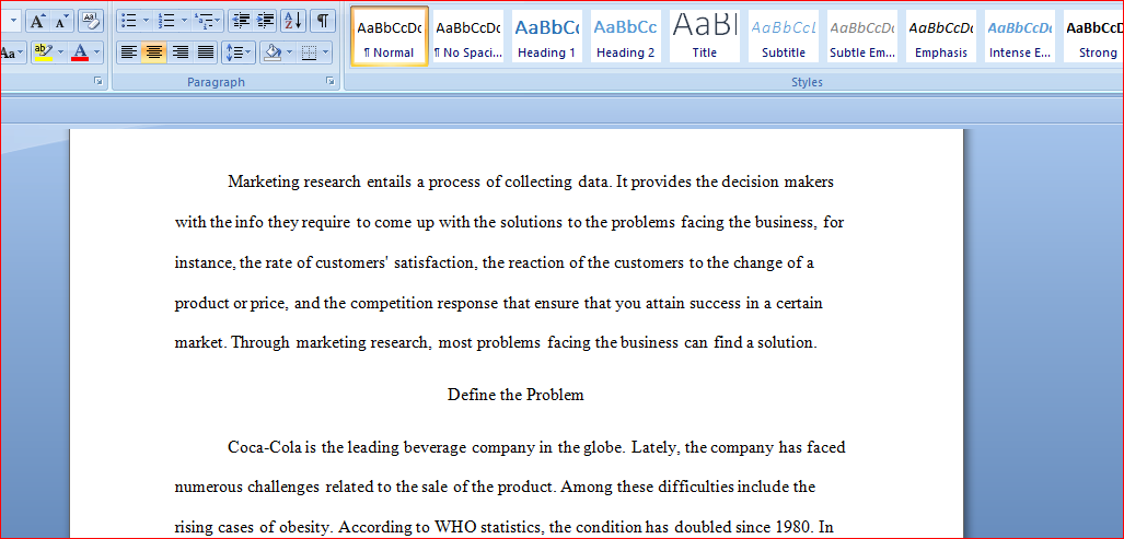 Describe in details of a Marketing Research