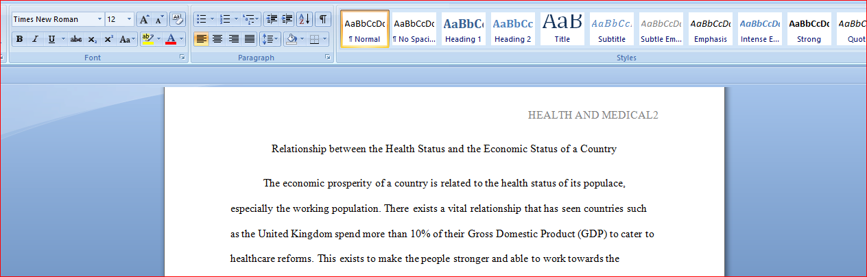 Why the health status of a country plays an important role in its economic status