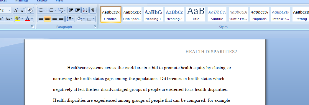 Health Disparities