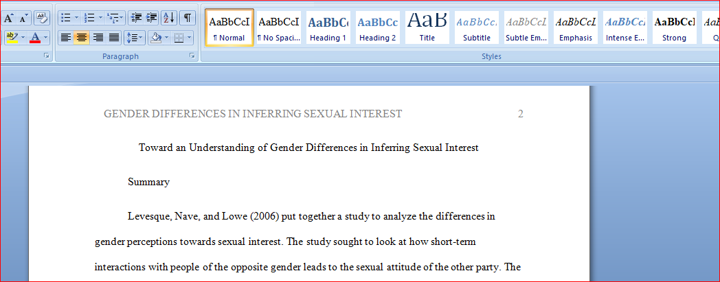 Discuss understanding of gender differences in inferring sexual interest