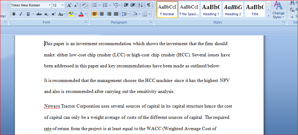 Estimate the appropriate Weighted Average Cost of Capital