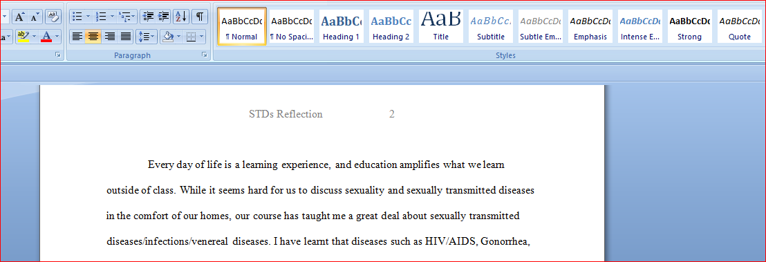 Reflect on what you learned about sexually transmitted diseases