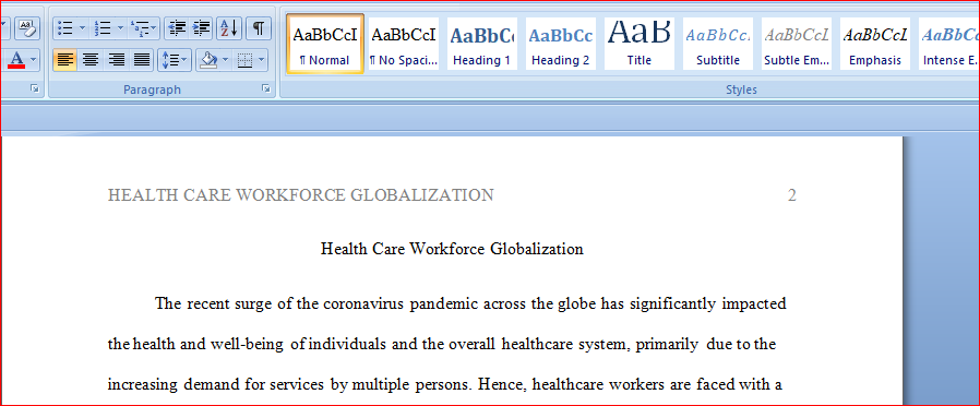 Health Care Workforce Globalization