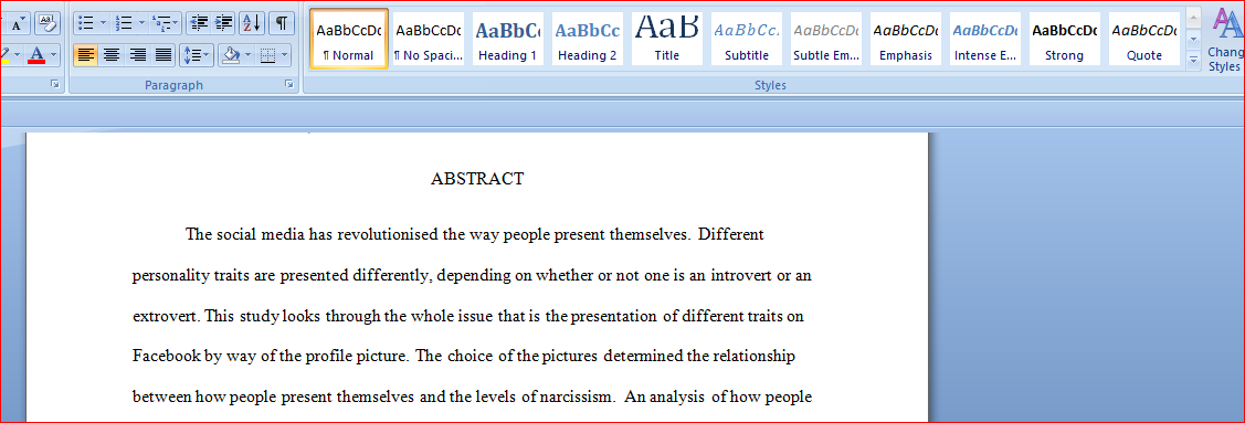 Investigate the relationship between narcissism and the way people present themselves on social media