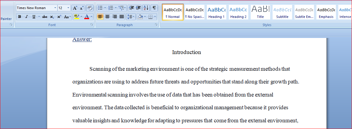 Analyze marketing opportunities using environmental scanning market data