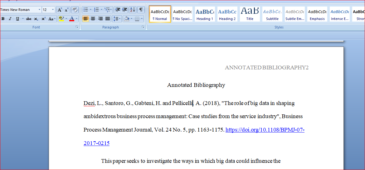 Annotated Bibliography