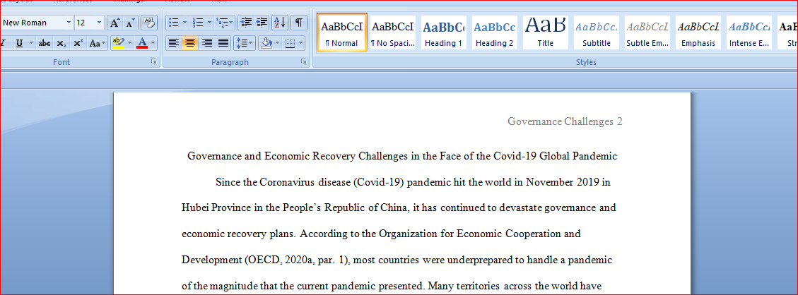 Governance and Economic Recovery Challenges in the Face of the Covid-19