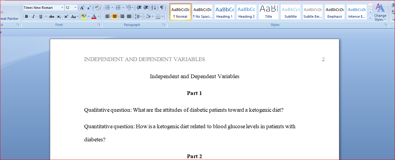 Independent and Dependent Variables