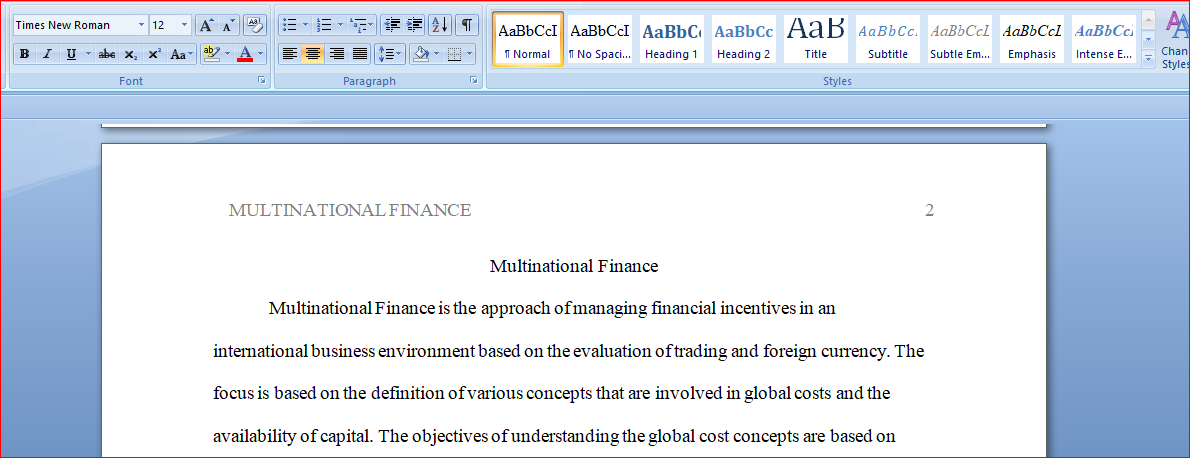 Multinational Finance